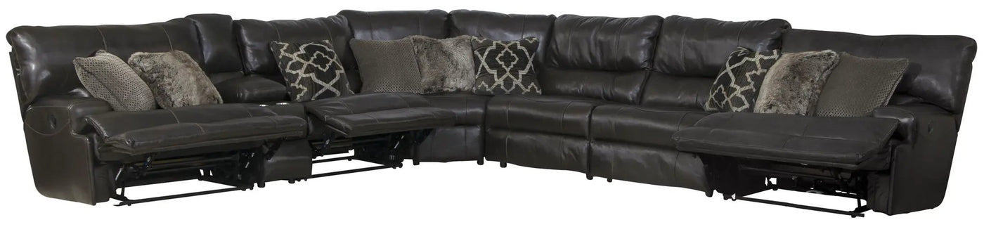Como - 7 Piece Italian Leather Match Reclining Sectional by Unique Piece Furniture