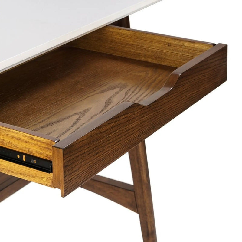 Parker - Desk With Storage Shelf - Off White / Pecan by Unique Piece Furniture