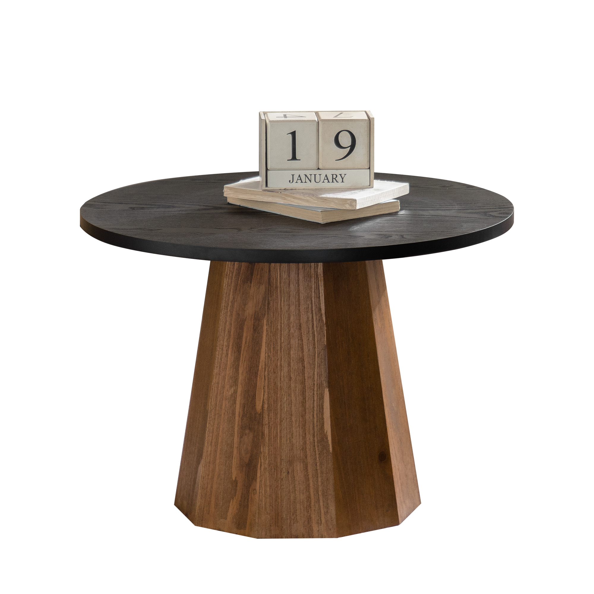 Round Coffee Table - Sturdy Pedestal Wooden Tea Table for Living Room by HouseOfZazla