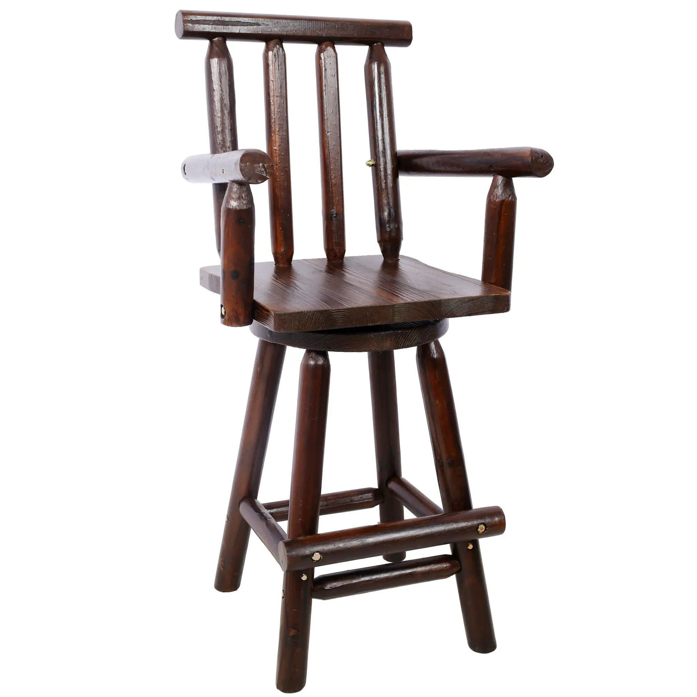 Rustic Bar Stool, Fir Wood Construction, Wide Armrest by HouseOfZazla