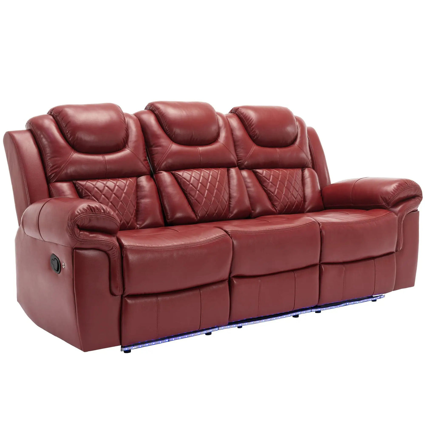3 Pieces Recliner Sofa Sets Home Theater Seating Manual Recliner Chair With Center Console And LED Light Strip For Living Room by HouseOfZazla