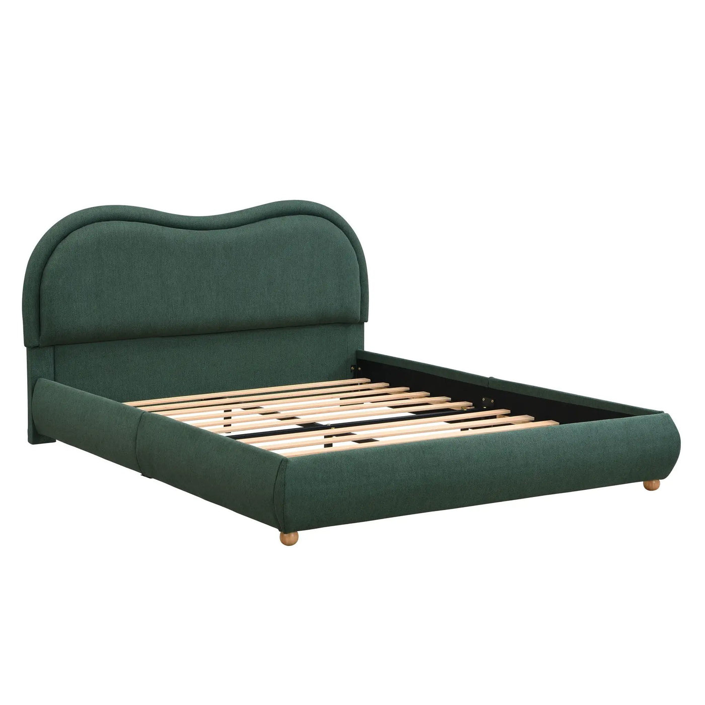 Upholstered Platform Bed Frame With Curved Headboard by HouseOfZazla