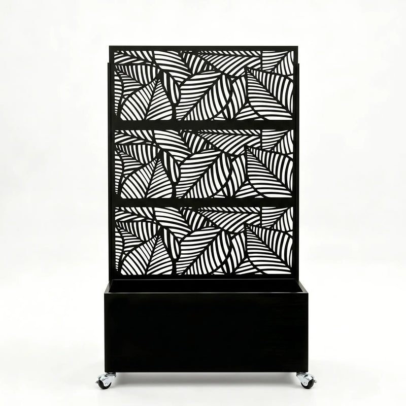 70.87" H × 46.06" W Leaf Pattern Privacy Screen with Planter Box by HouseOfZazla