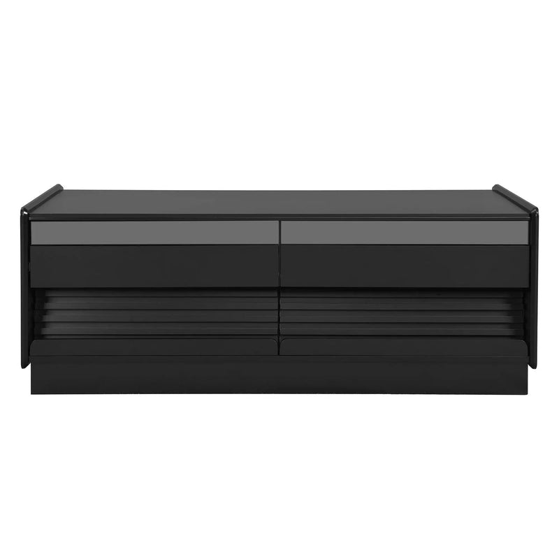 Modern Rectangle Coffee Table With 4 Drawers And 2 Display Shelves