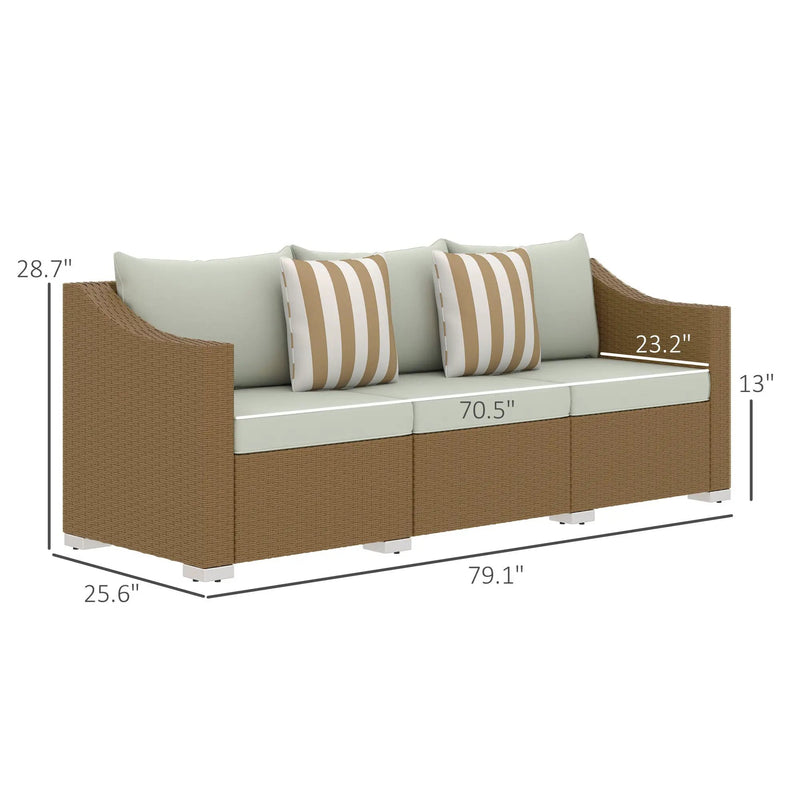 Rattan Wicker Seater Patio Couch with Cushions and Throw Pillows by HouseOfZazla