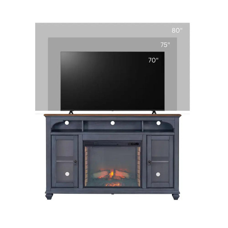 Fireplace TV Stand For TVs Up To 80" - Blue by Unique Piece Furniture