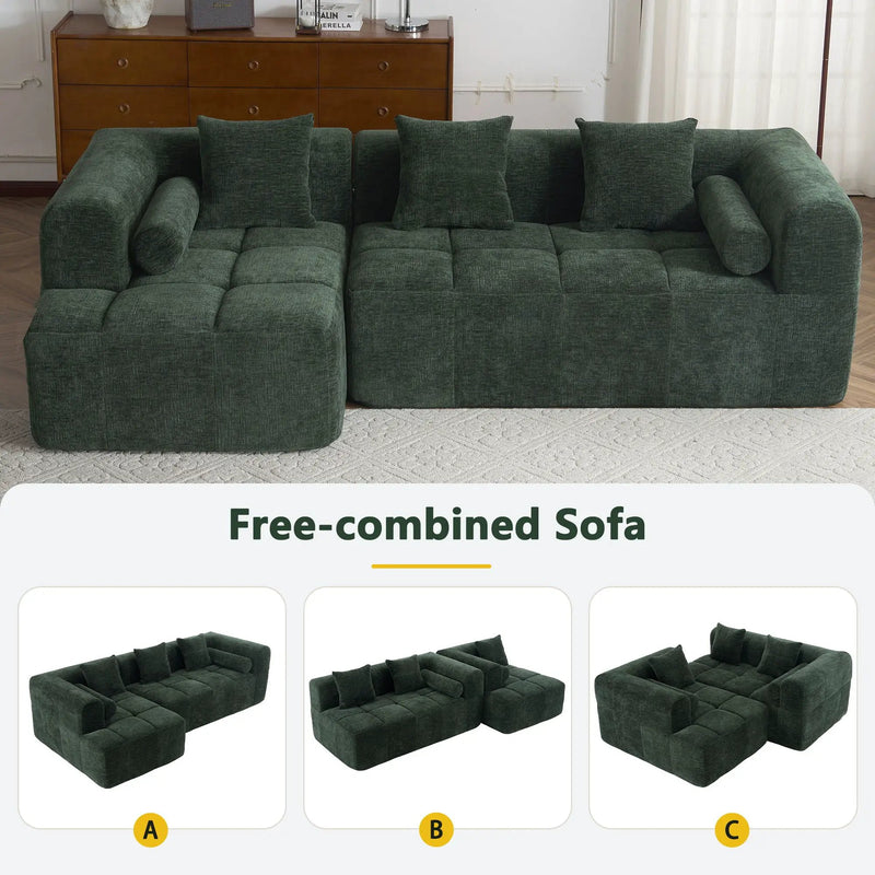 Sectional Free Combined Sofa With 2 Side Pockets by HouseOfZazla