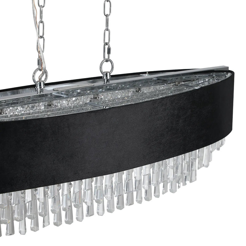 39' Modern Crystal Chandelier with Black Imitation Velvet Shade by HouseOfZazla