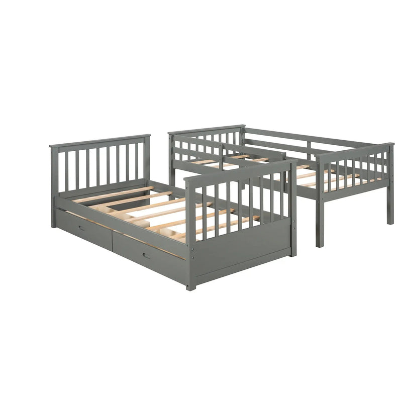 Bunk Bed With Ladders And 2 Storage Drawers
