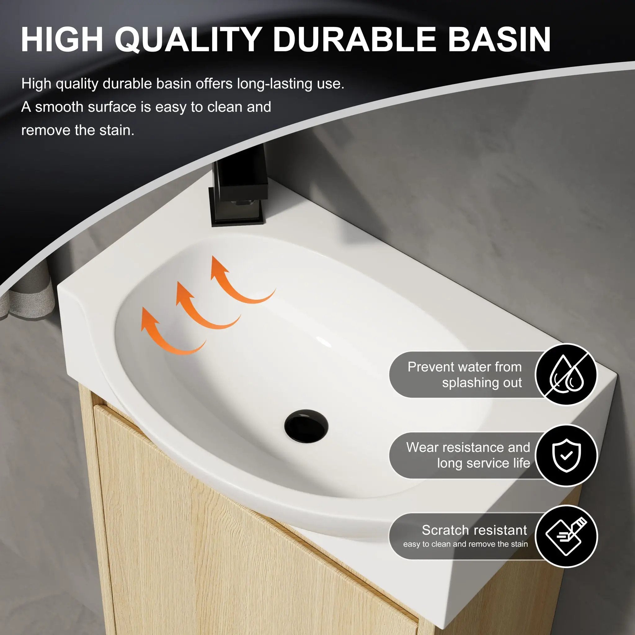 Modern Bathroom Vanity With Ceramic Basin, Wall Mounted Floating Sink Combo, Storage Cabinet by HouseOfZazla