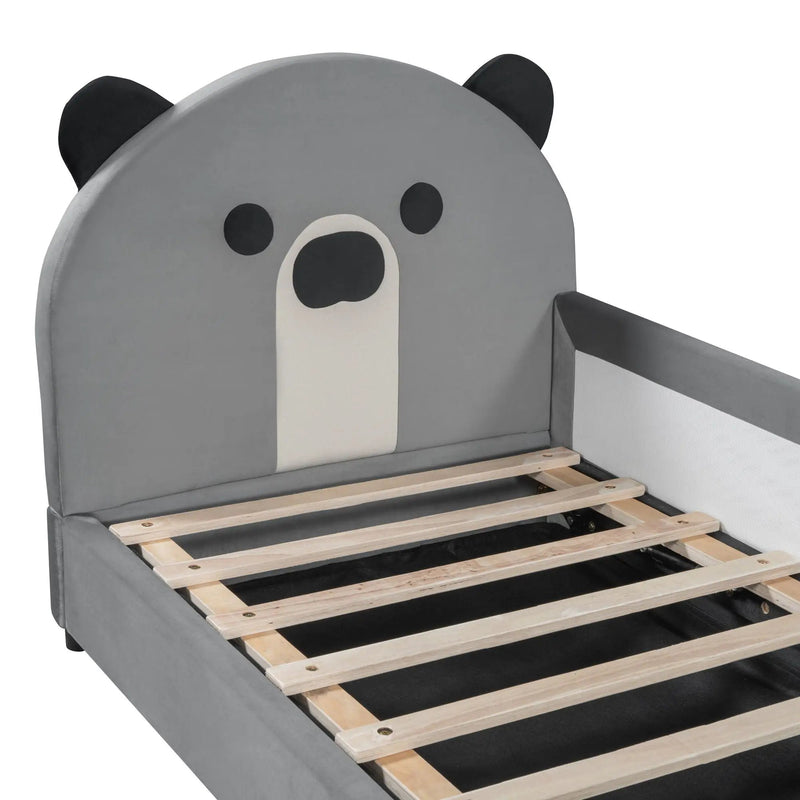 Upholstered Daybed With Bear Shaped Headboard, Hydraulic System And Breathable Fence by HouseOfZazla
