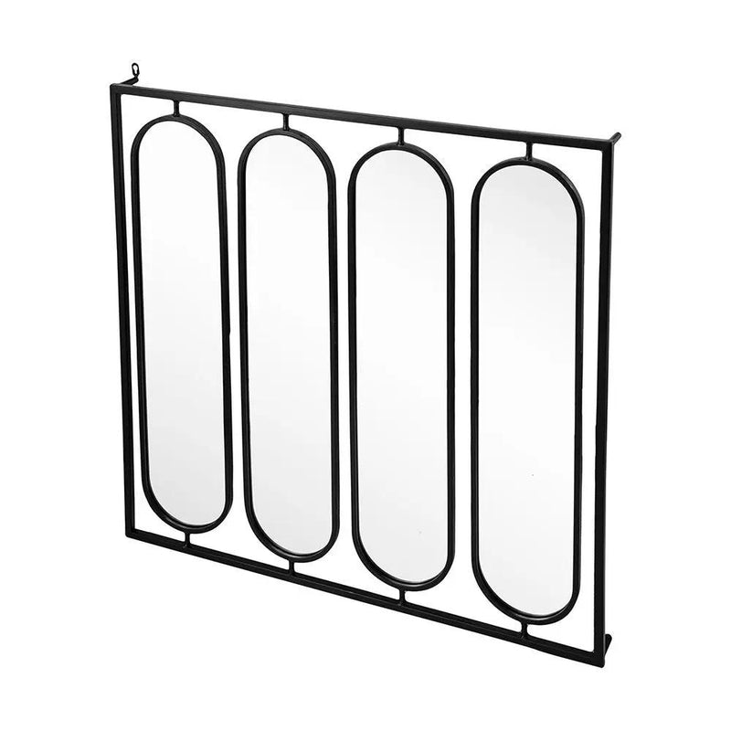 Large 4 Oval Wall Mirror With Square Frame, Home Decor For Living Room, Bedroom, Entryway, Office - Black by HouseOfZazla