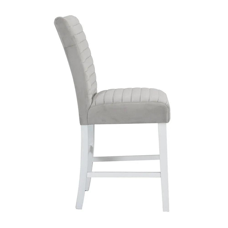 Elizaveta - Counter Height Chair (Set of 2) - Gray Velvet &White High Gloss by Unique Piece Furniture