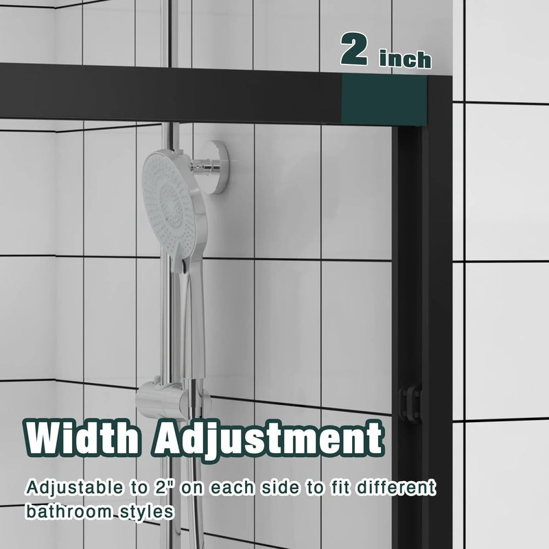 Aluminum Frame Double Sliding Shower Door - Bypass Bathroom Door by HouseOfZazla