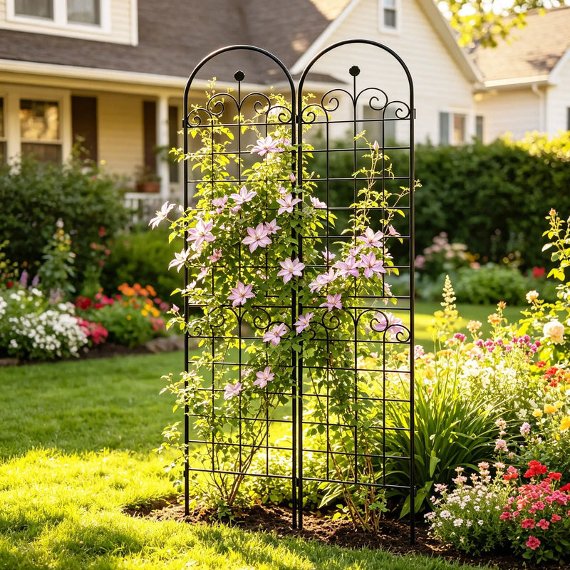 Metal Garden Trellis For Climbing Plants Outdoor Rustproof Plant Support Rose Trellis Netting Trellis by HouseOfZazla