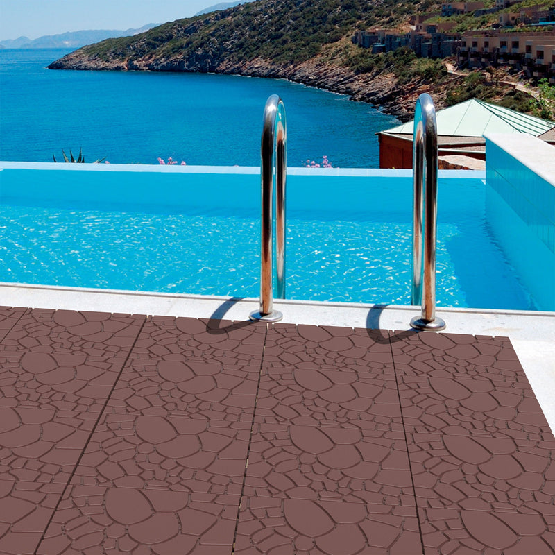 Stone Texture Patio Deck Tiles, Diy Module Interlocking Decking Floor Tiles by HouseOfZazla