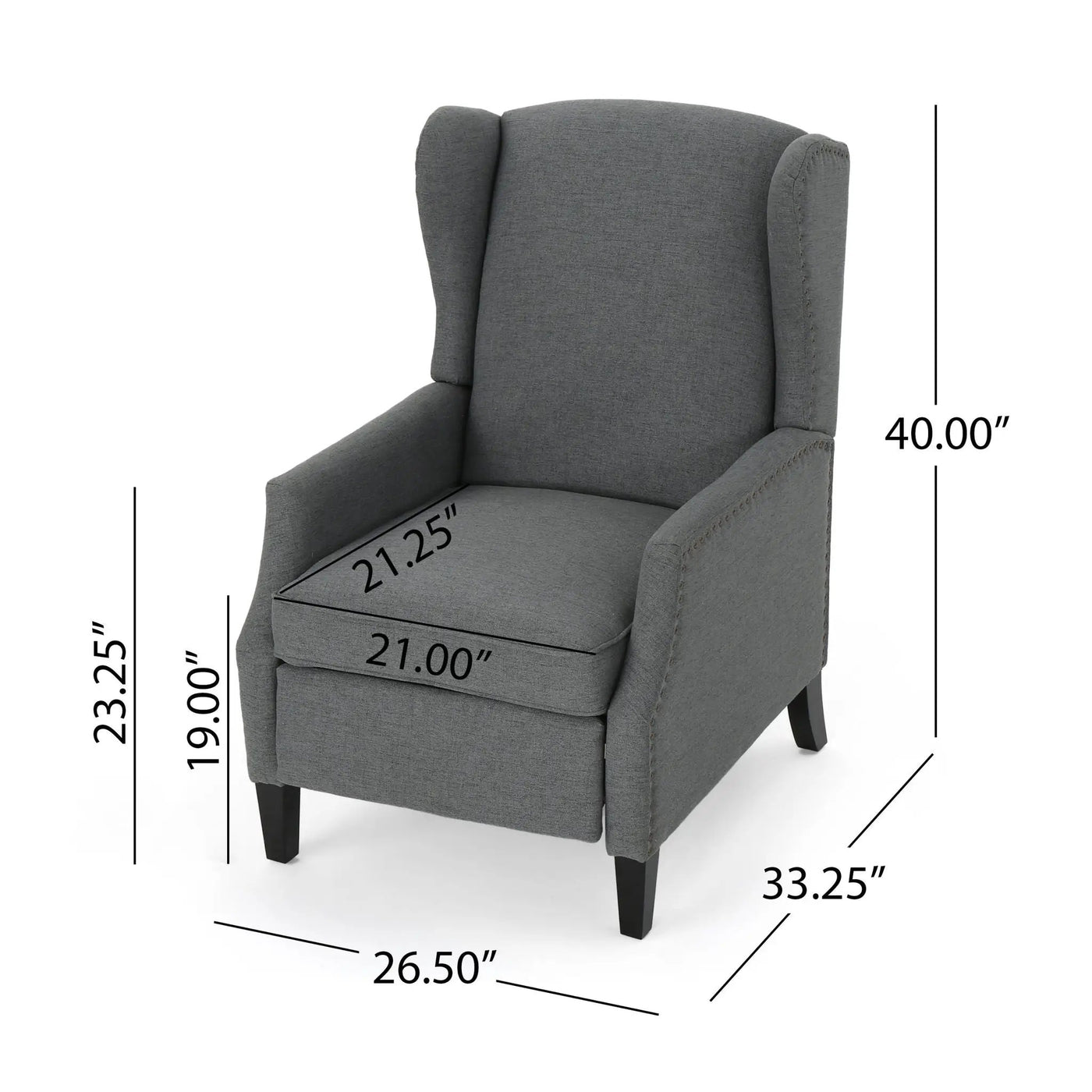 Westeros Wing Back Fabric Upholstered Recliner by Unique Piece Furniture