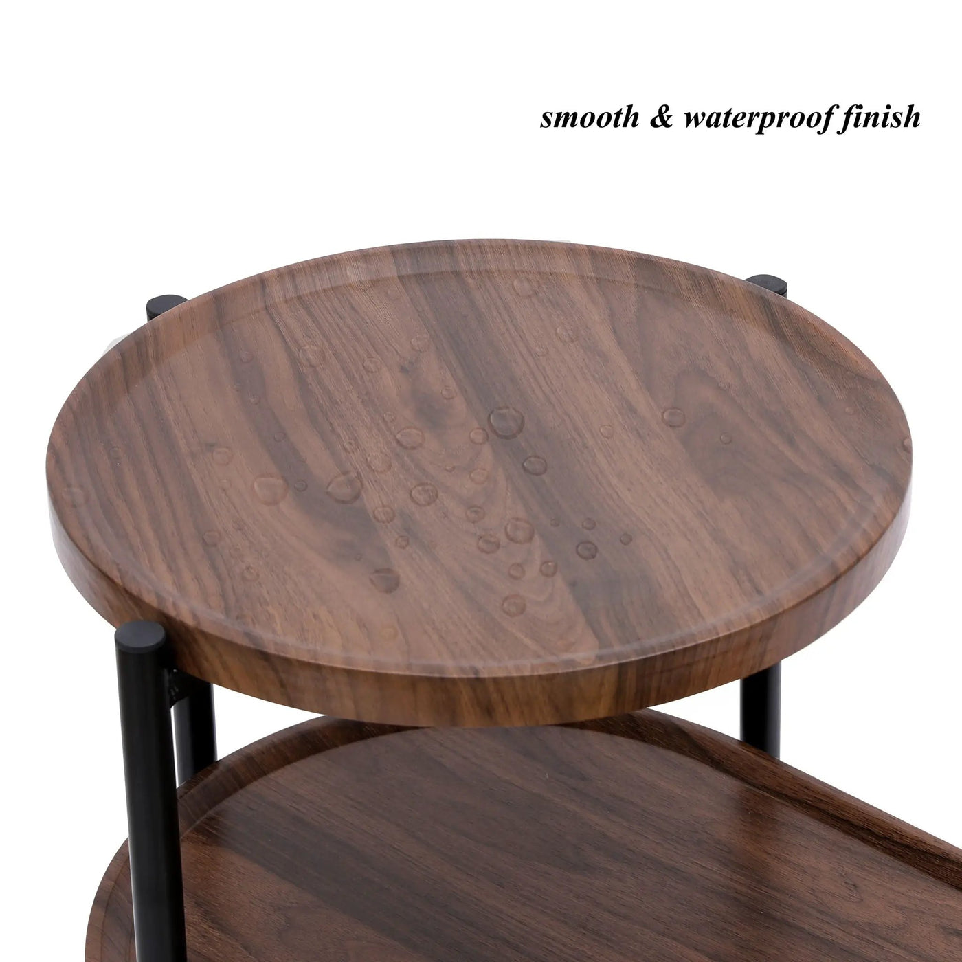 Round Coffee Table With Storage Tray 2 Tier Oval End Tables Wooden Small Side Table For Living Room by Unique Piece Furniture