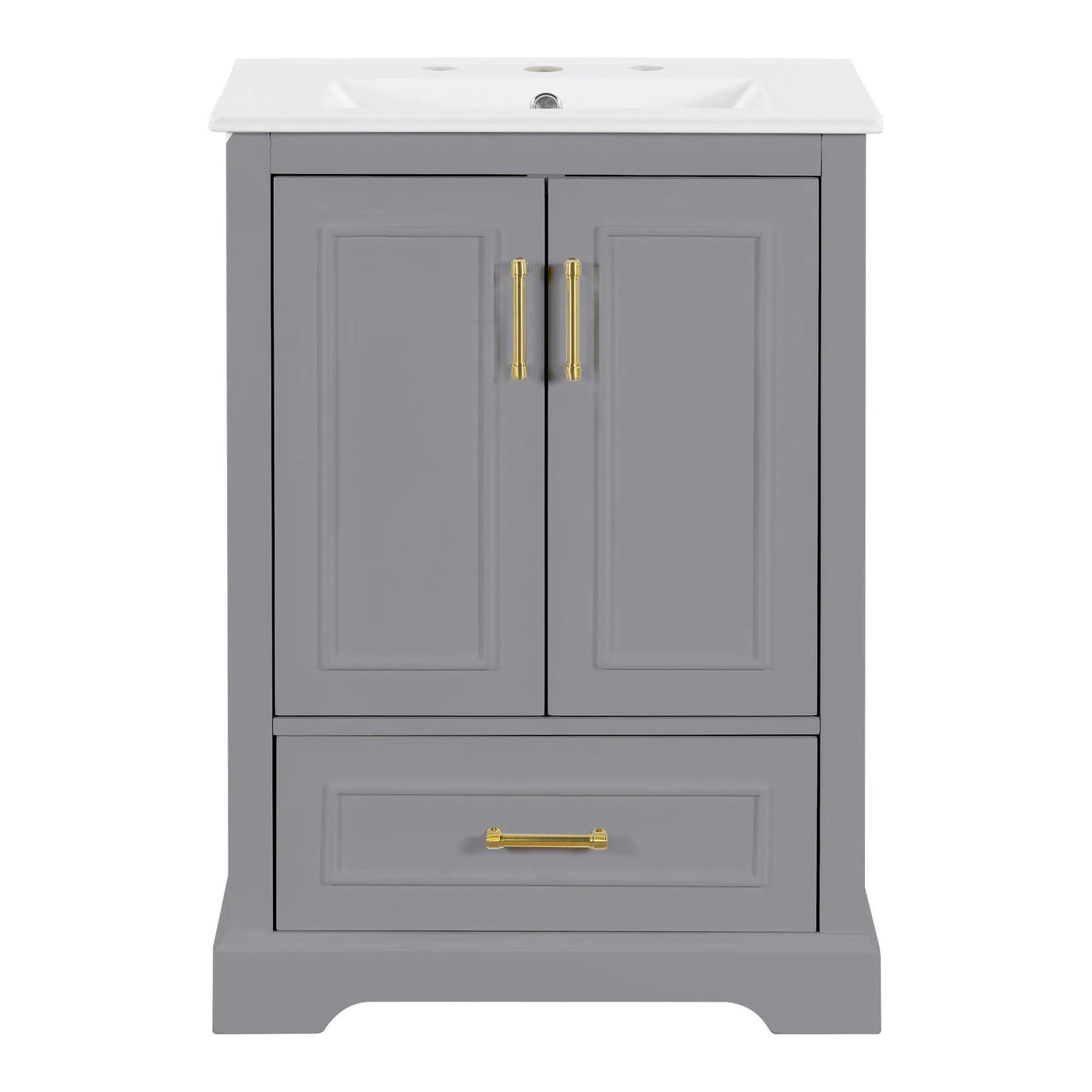 Bathroom Vanity With Sink, 1 Divided Drawer And 2 Soft Close Doors With Double Shelf by Unique Piece Furniture
