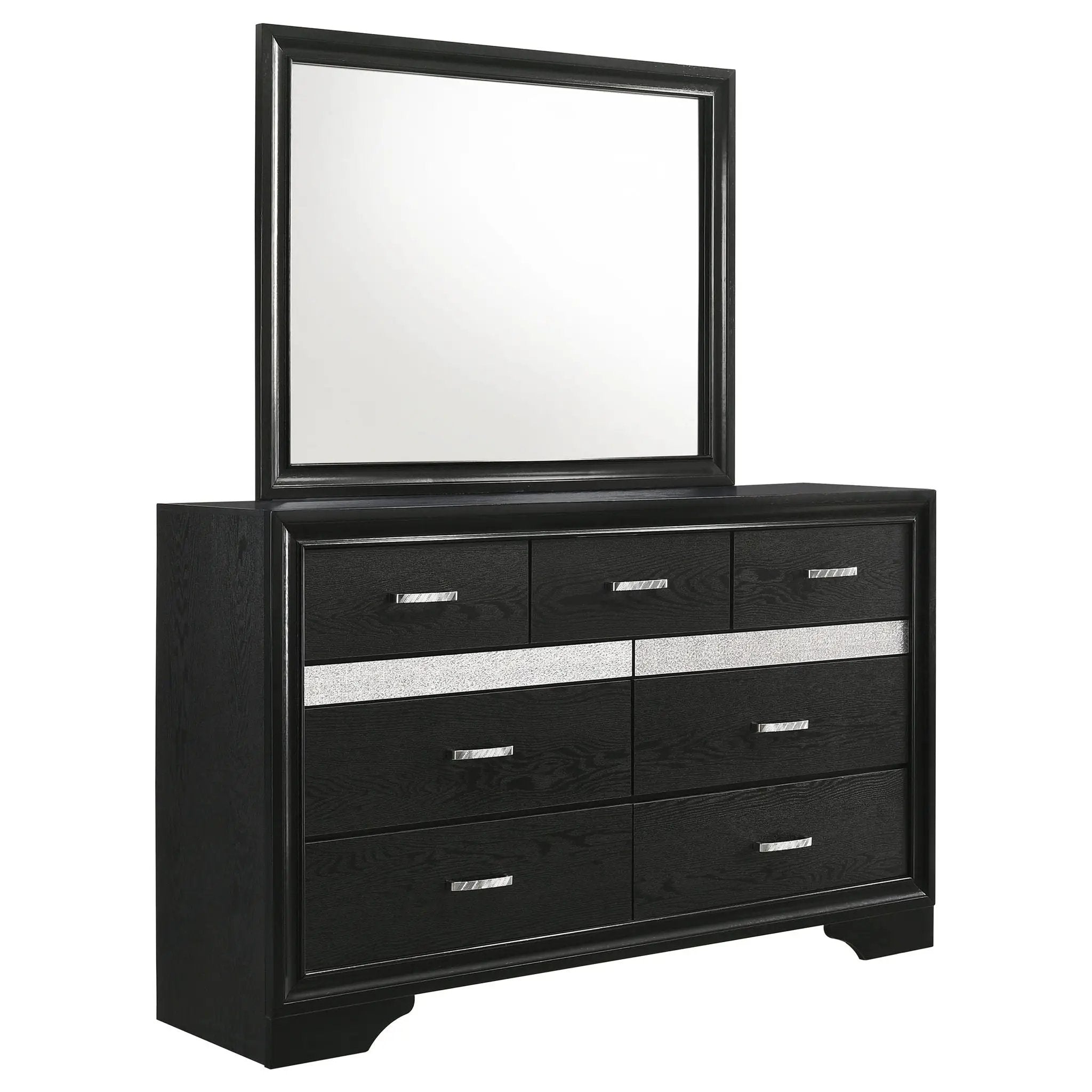 Miranda 7-drawer Dresser with Mirror Black by Unique Piece Furniture