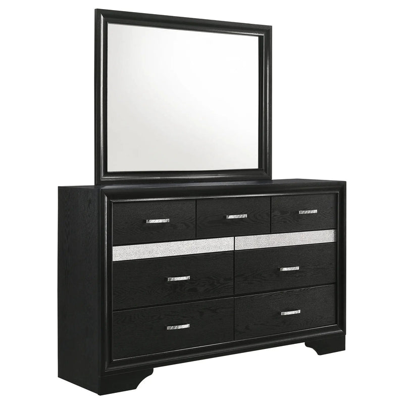 Miranda 7-drawer Dresser with Mirror Black by Unique Piece Furniture