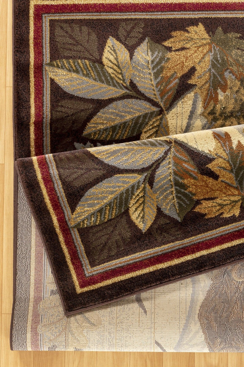 Nature's Nest - 5'3" X 7'3" Lodge Area Rug - Multi, Brown by HouseOfZazla