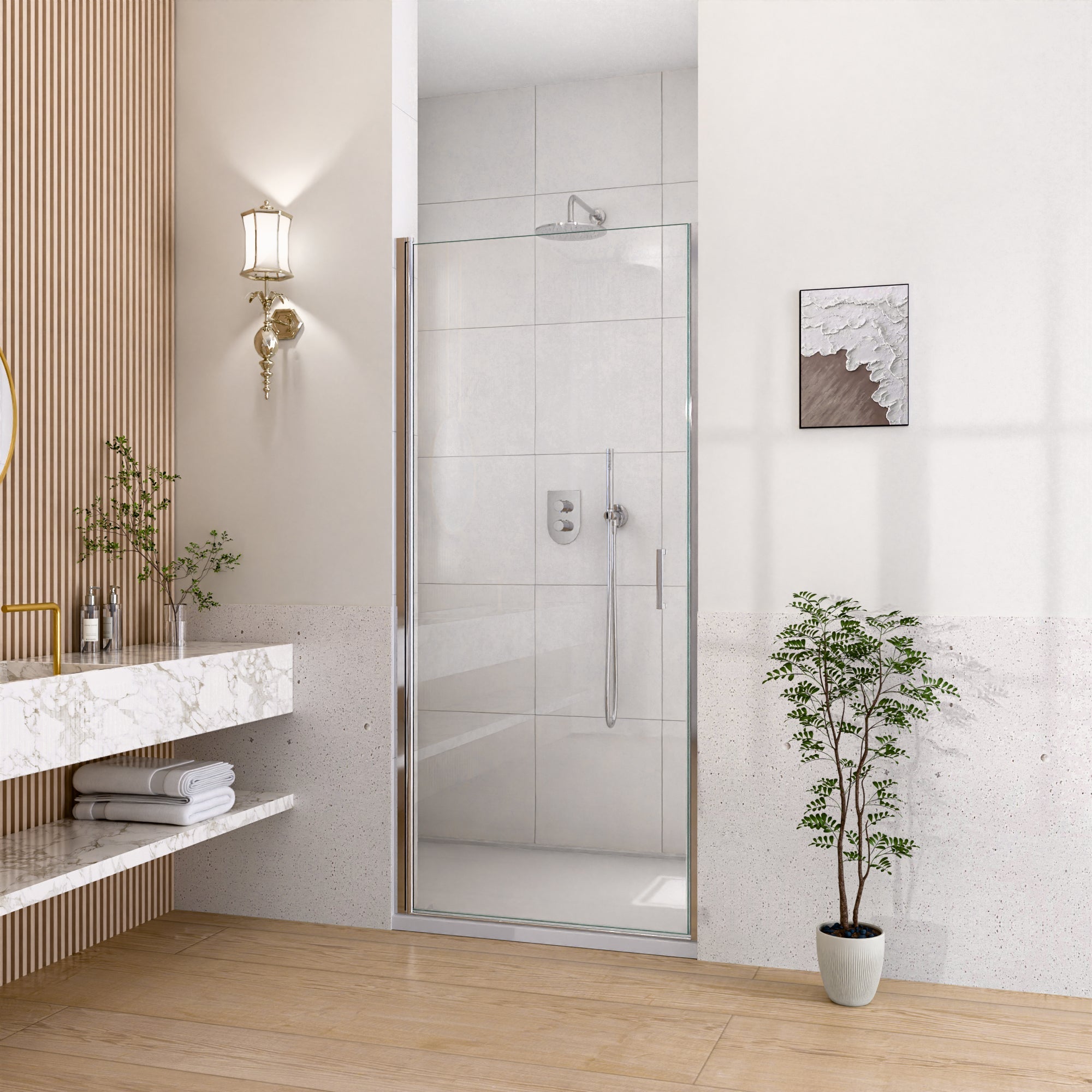 24" W x 72" H Semi-Frameless Circular Pivot Shower Door by HouseOfZazla