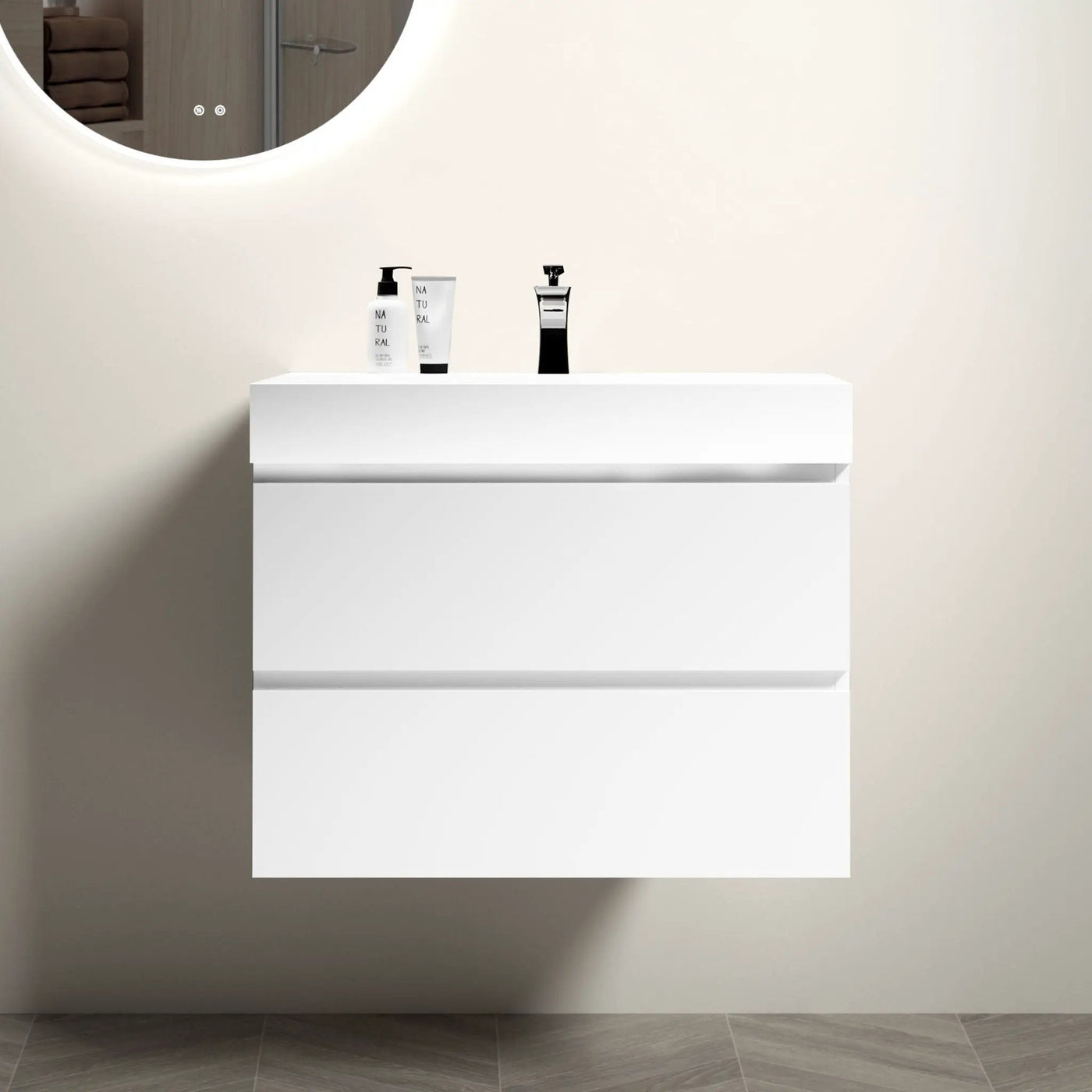 Alice - Bathroom Vanity With Large Storage, Sink Wall Mounted Floating Bathroom Vanity For Modern Bathroom, One-Piece Sink Basin Without Drain And Faucet by HouseOfZazla