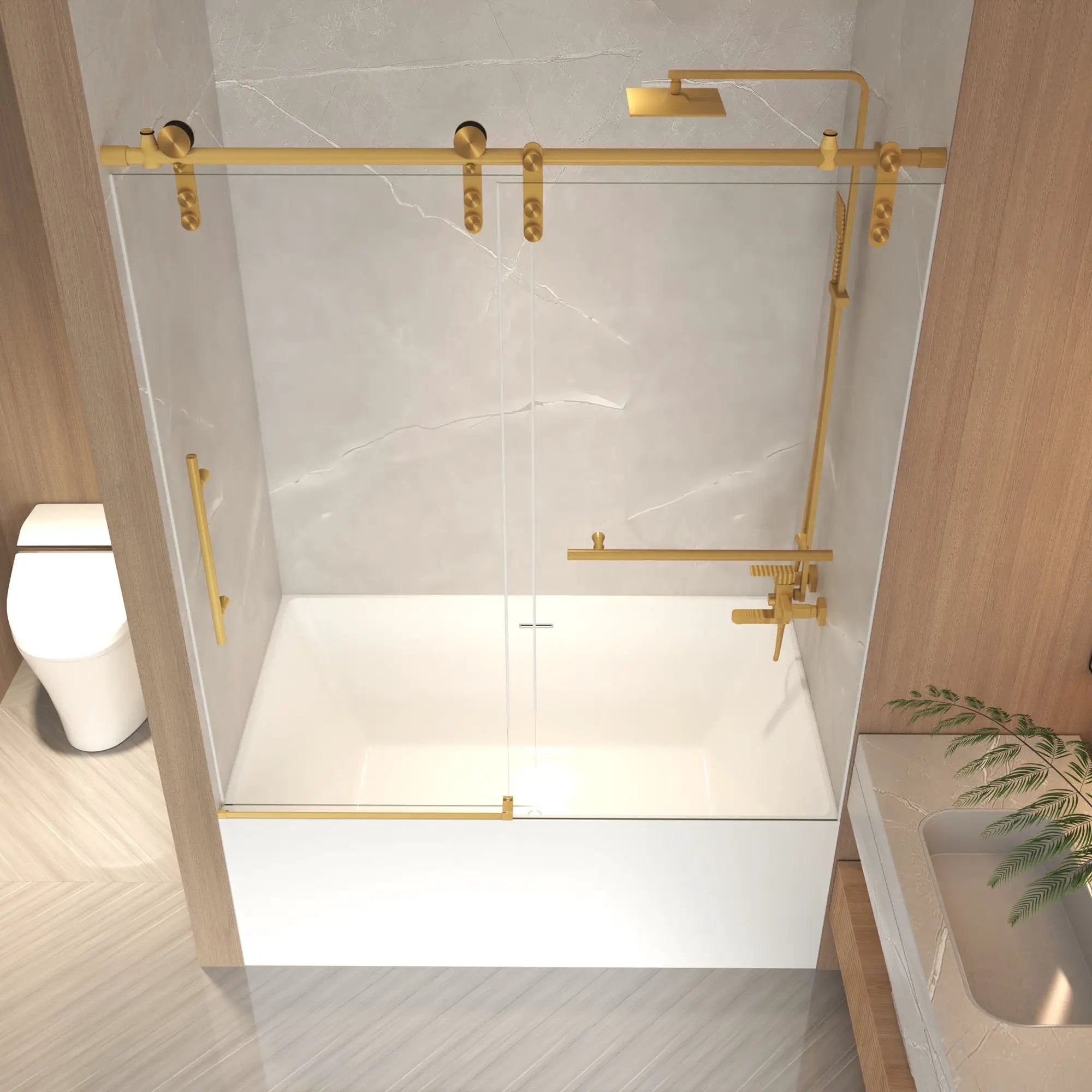 56-60" x 66" Frameless Sliding Bathtub Door by HouseOfZazla