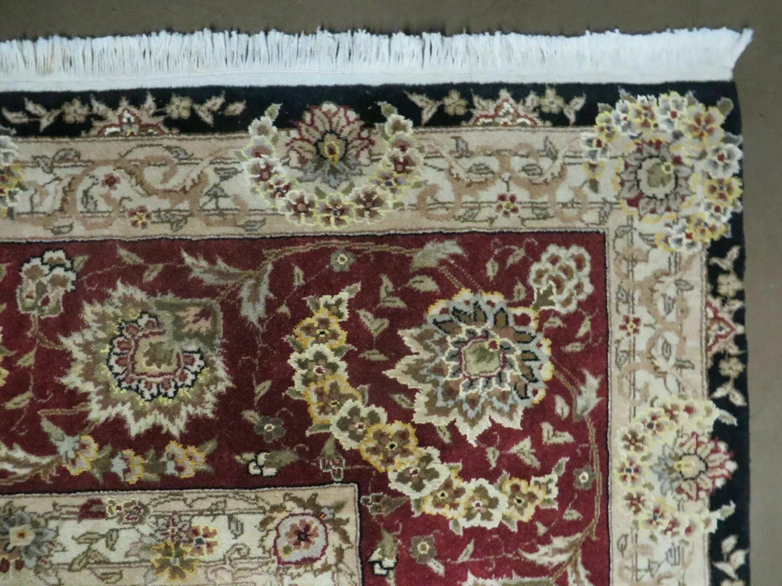 9' X 12' Vintage Handmade Fine Chinese Oriental Floral Wool Rug Silk Black by Jewel Rugs