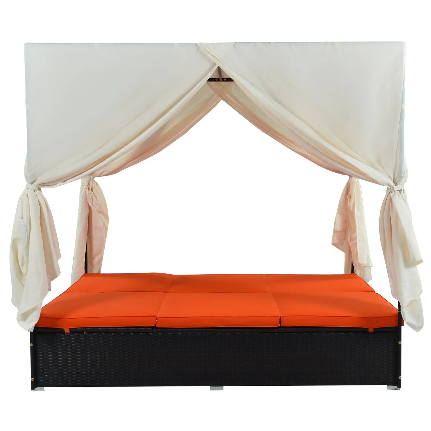U_STYLE Outdoor Double Chaise Lounge Daybed with Curtains by HouseOfZazla