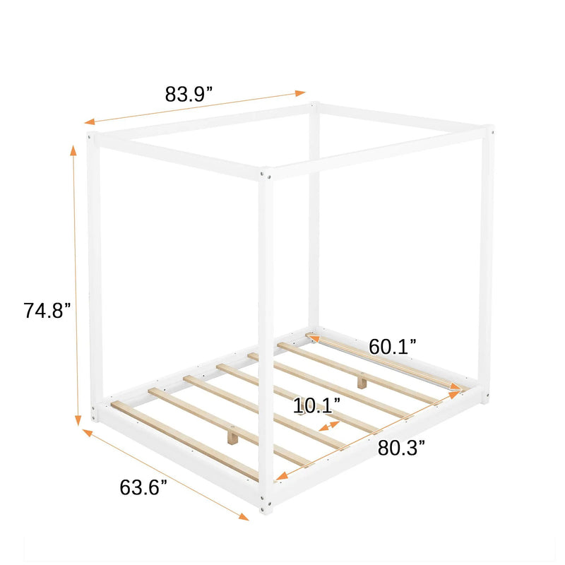 Wood Canopy Platform Bed With Support Legs And Airflow Slats by Unique Piece Furniture