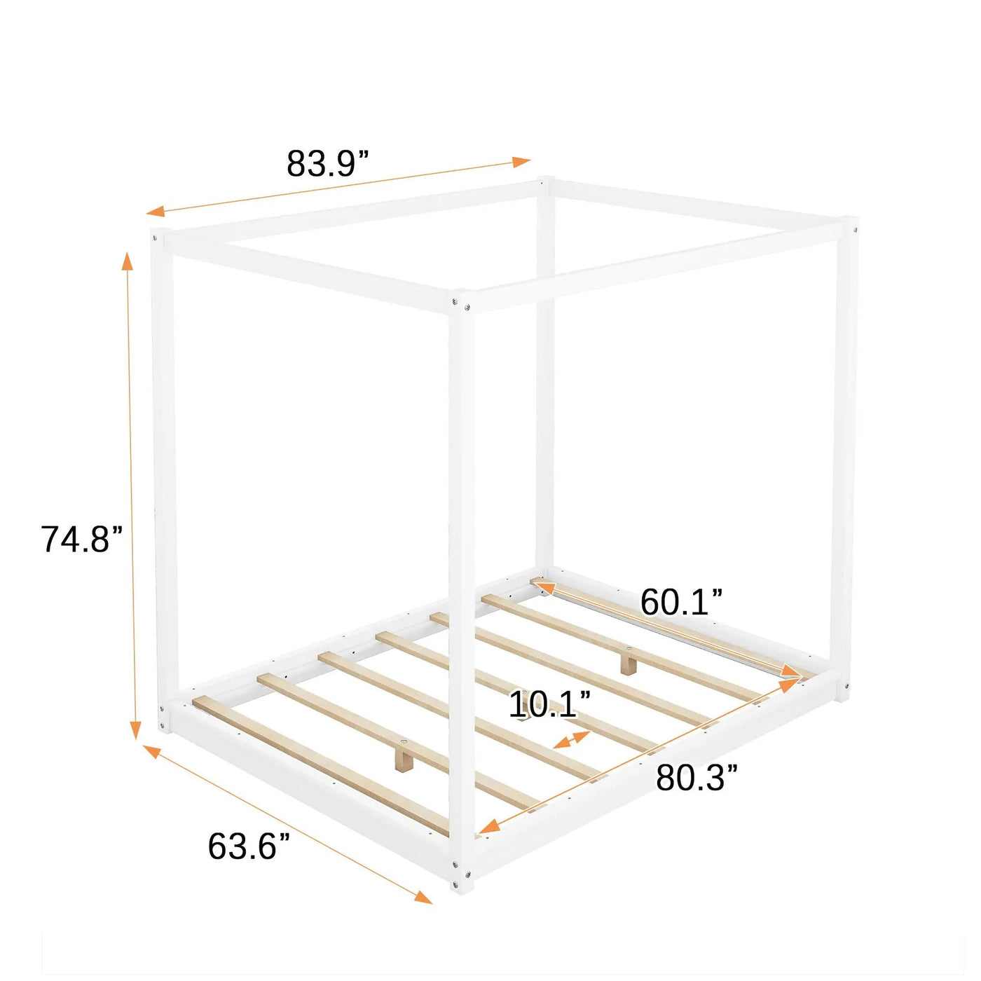 Wood Canopy Platform Bed With Support Legs And Airflow Slats by Unique Piece Furniture