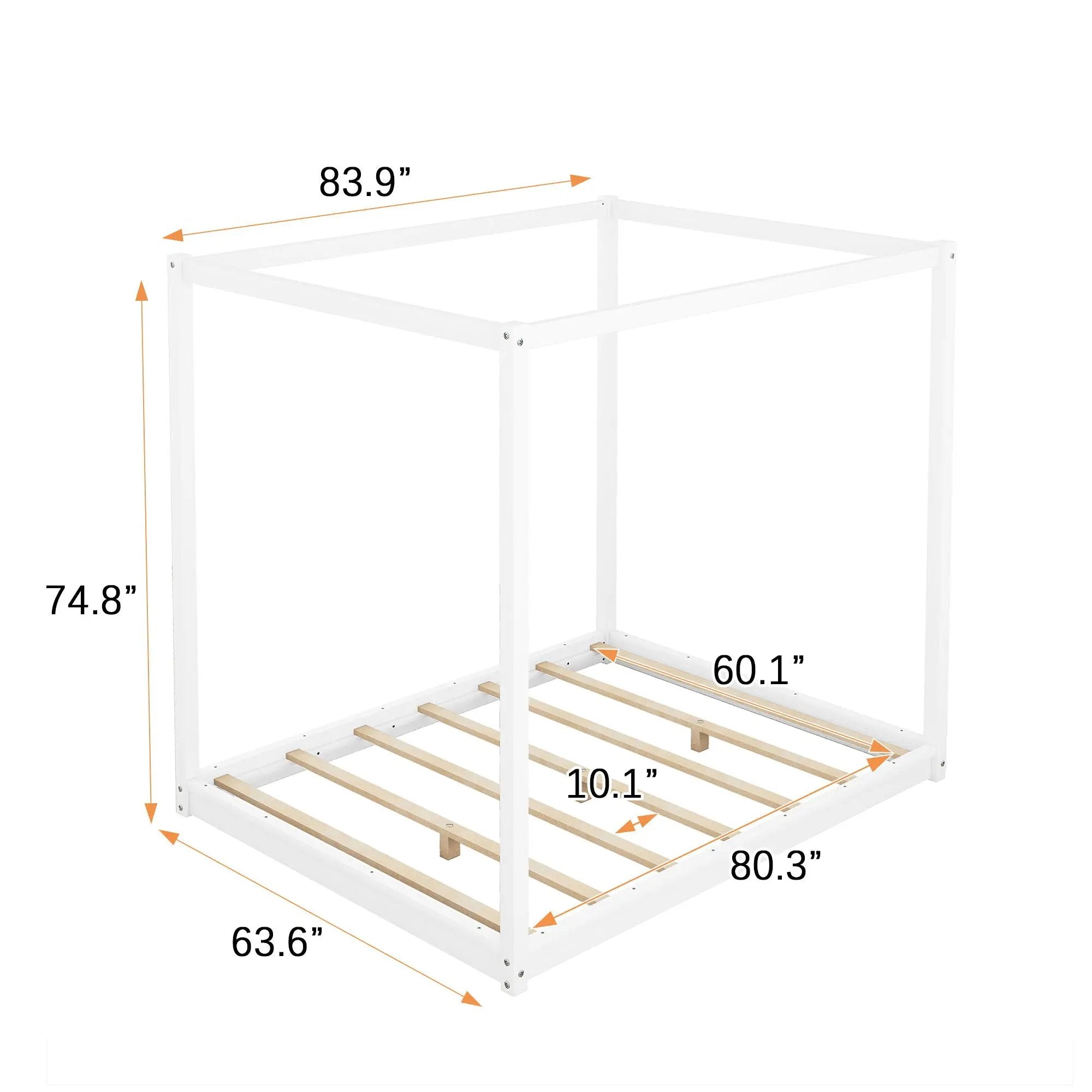 Wood Canopy Platform Bed With Support Legs And Airflow Slats by Unique Piece Furniture