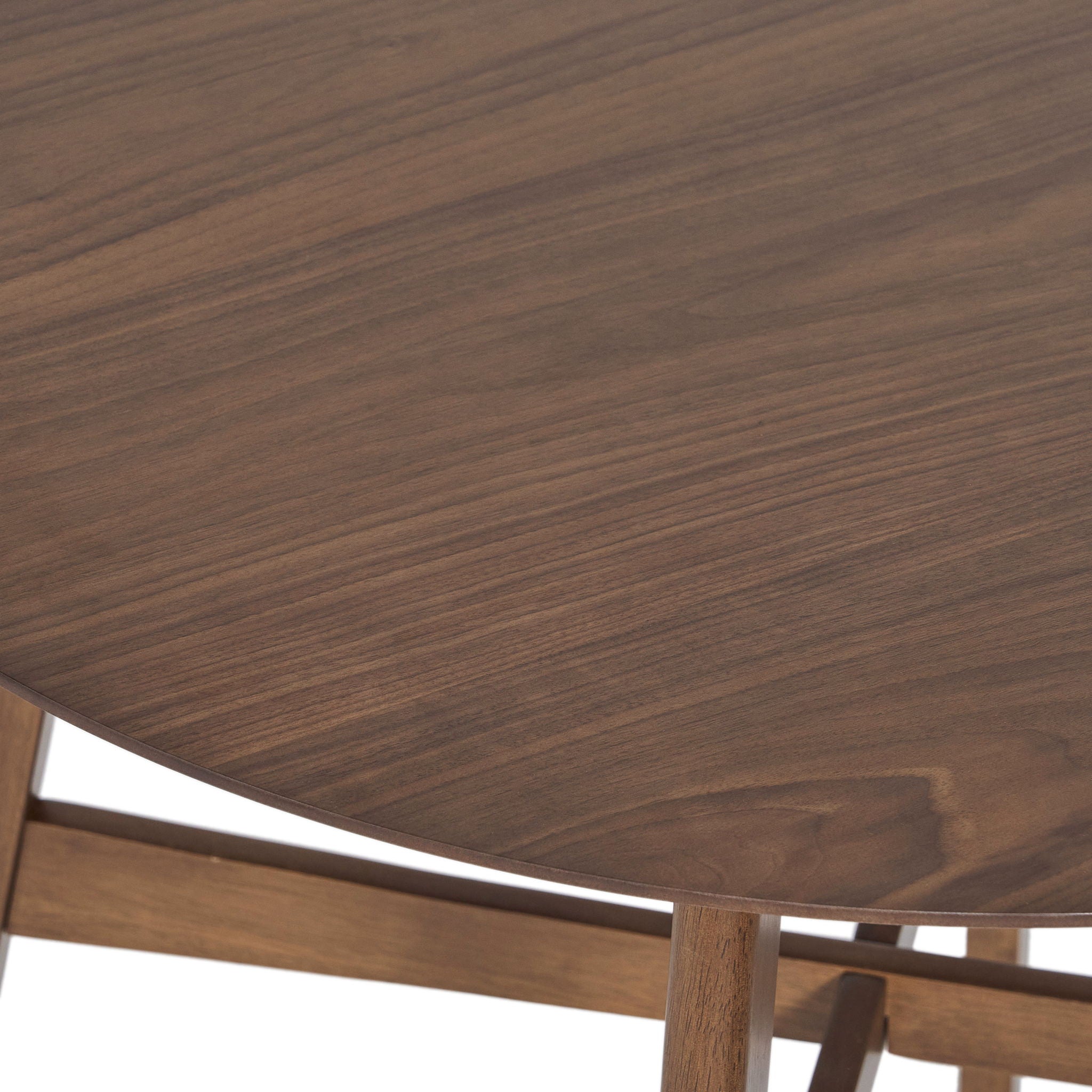 Round Counter Height Dining Table With Thick Rubberwood Legs And Support Beams - Walnut by HouseOfZazla