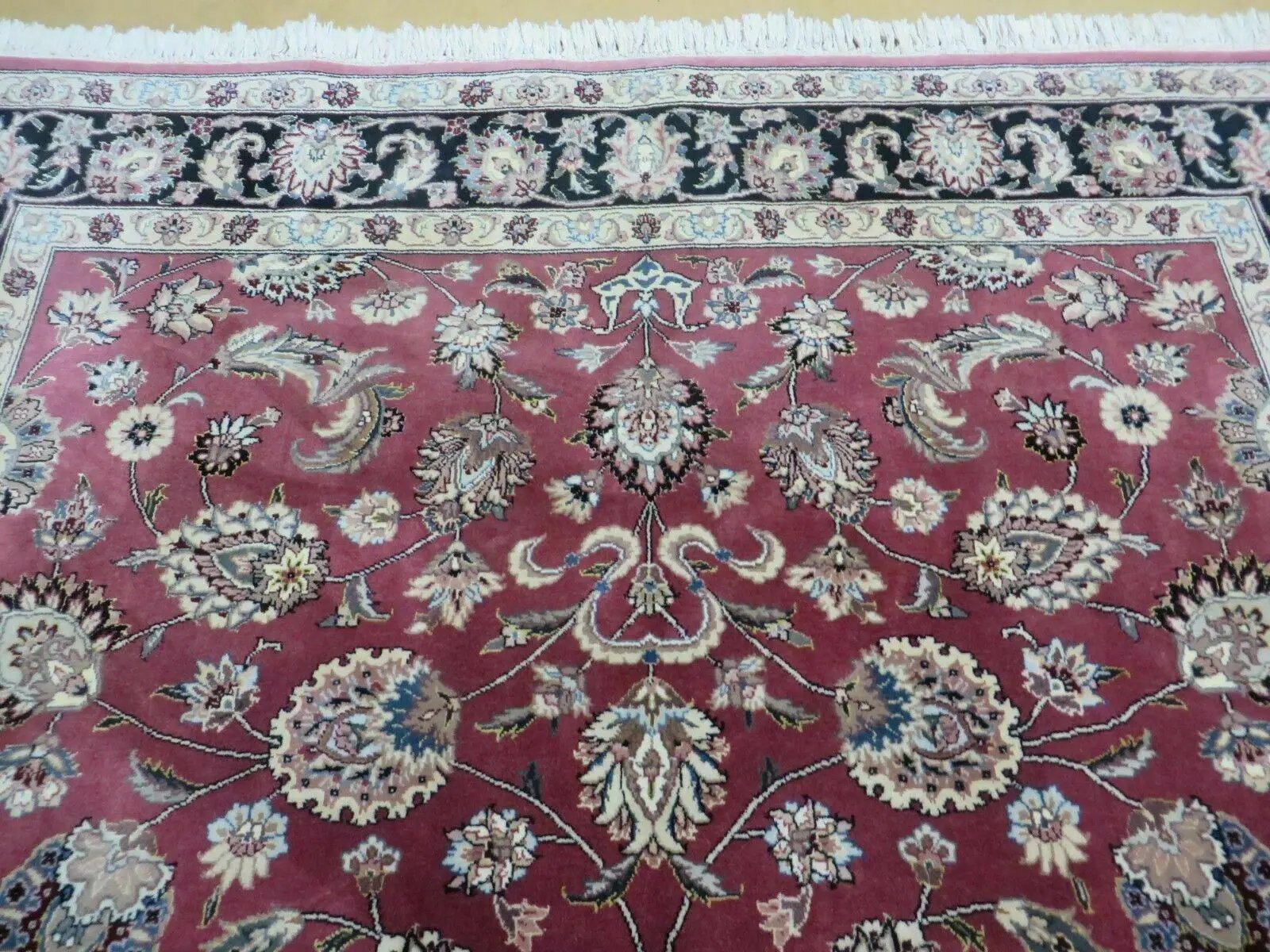 6' X 9' Vintage Handmade Fine India Floral Oriental Silk Accent Wool Rug Carpet by Jewel Rugs