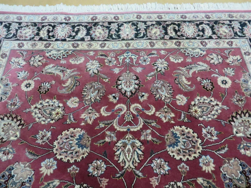 6' X 9' Vintage Handmade Fine India Floral Oriental Silk Accent Wool Rug Carpet by Jewel Rugs