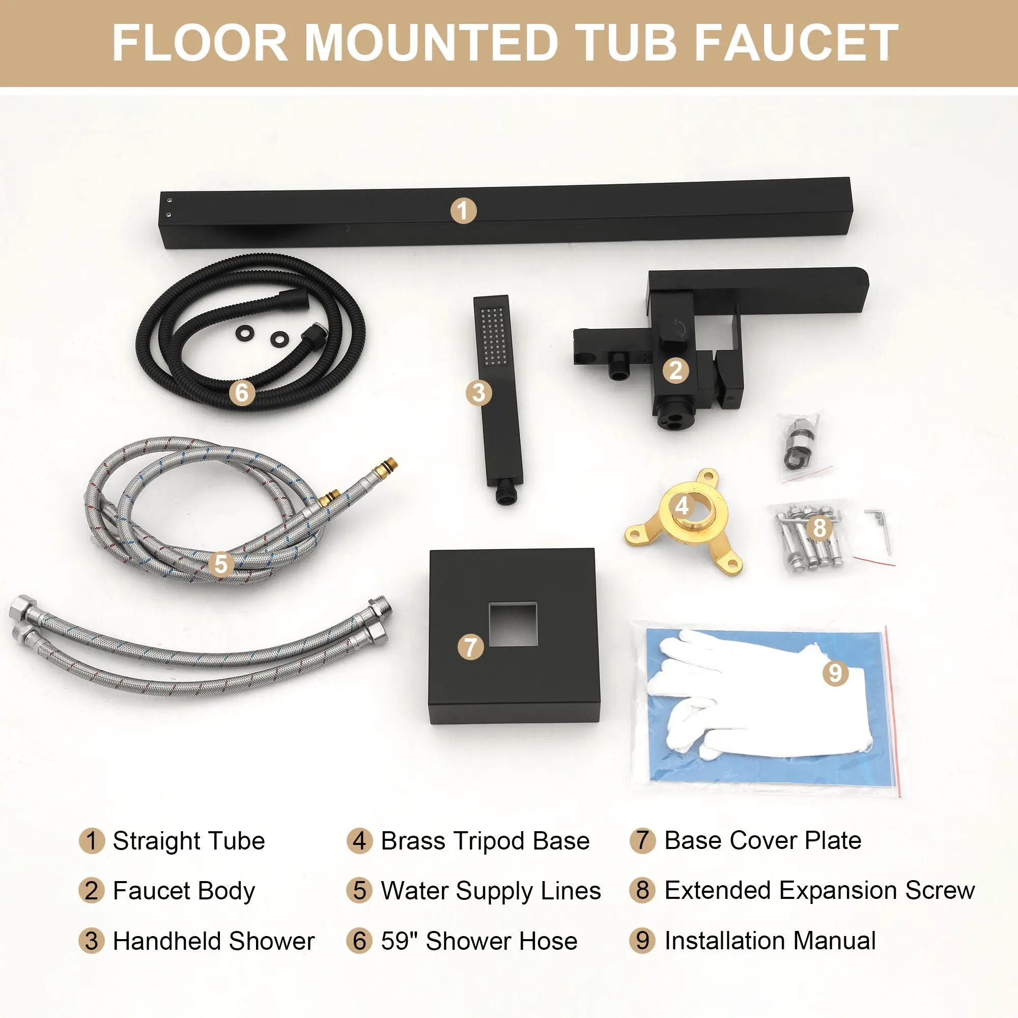 Freestanding Bathtub Faucet With Waterfall Tub Filler And Hand Shower by HouseOfZazla