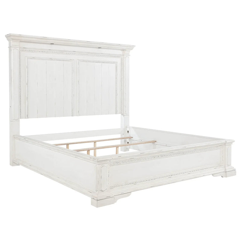 McKinney California King LED Light Panel Bed Vintage White by Unique Piece Furniture