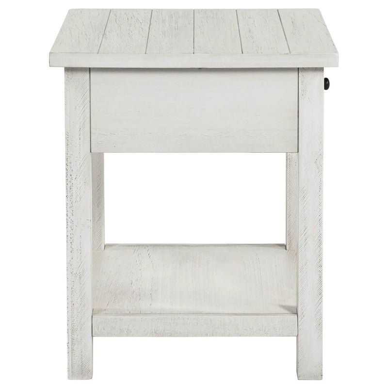 Payne 1-drawer Wood End Table with Shelf Distressed White by Unique Piece Furniture