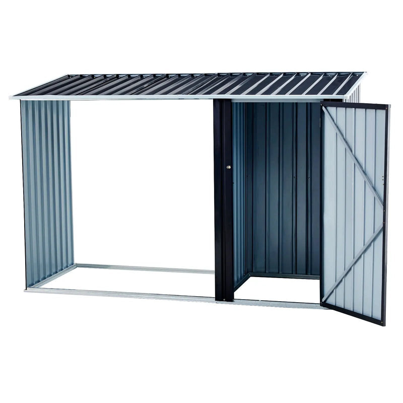 Firewood Storage Shed, Outdoor Firewood Rack, Outdoor Storage Shed With Log Holder, Firewood Shelter For Patio, Anthracite Galvanized Steel - Black by HouseOfZazla