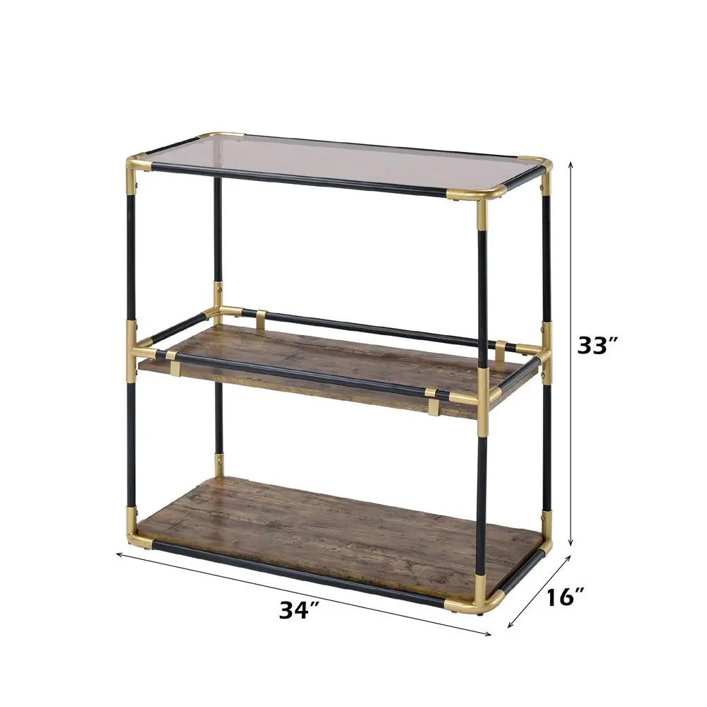 Heleris - Console Table - Smoky Glass Top & Black & Gold by Unique Piece Furniture