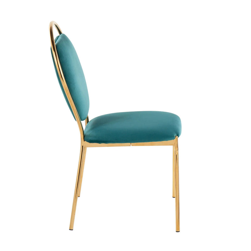 Keyhole - Contemporay / Glam Dining Chair (Set of 2) - Gold / Green by Unique Piece Furniture