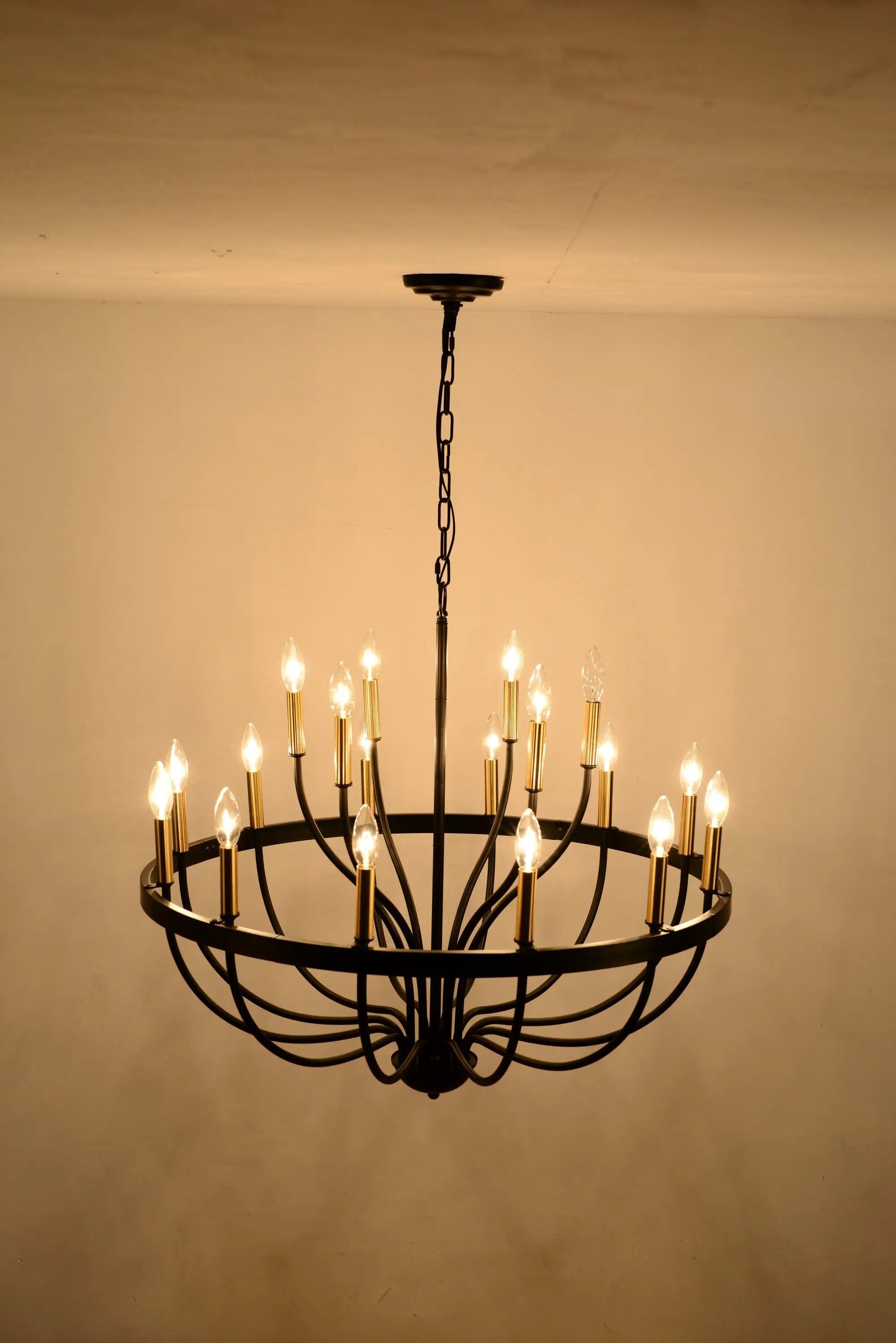 15-Light Industrial Iron Candle Chandelier Modern Farmhouse Pendant Light by HouseOfZazla