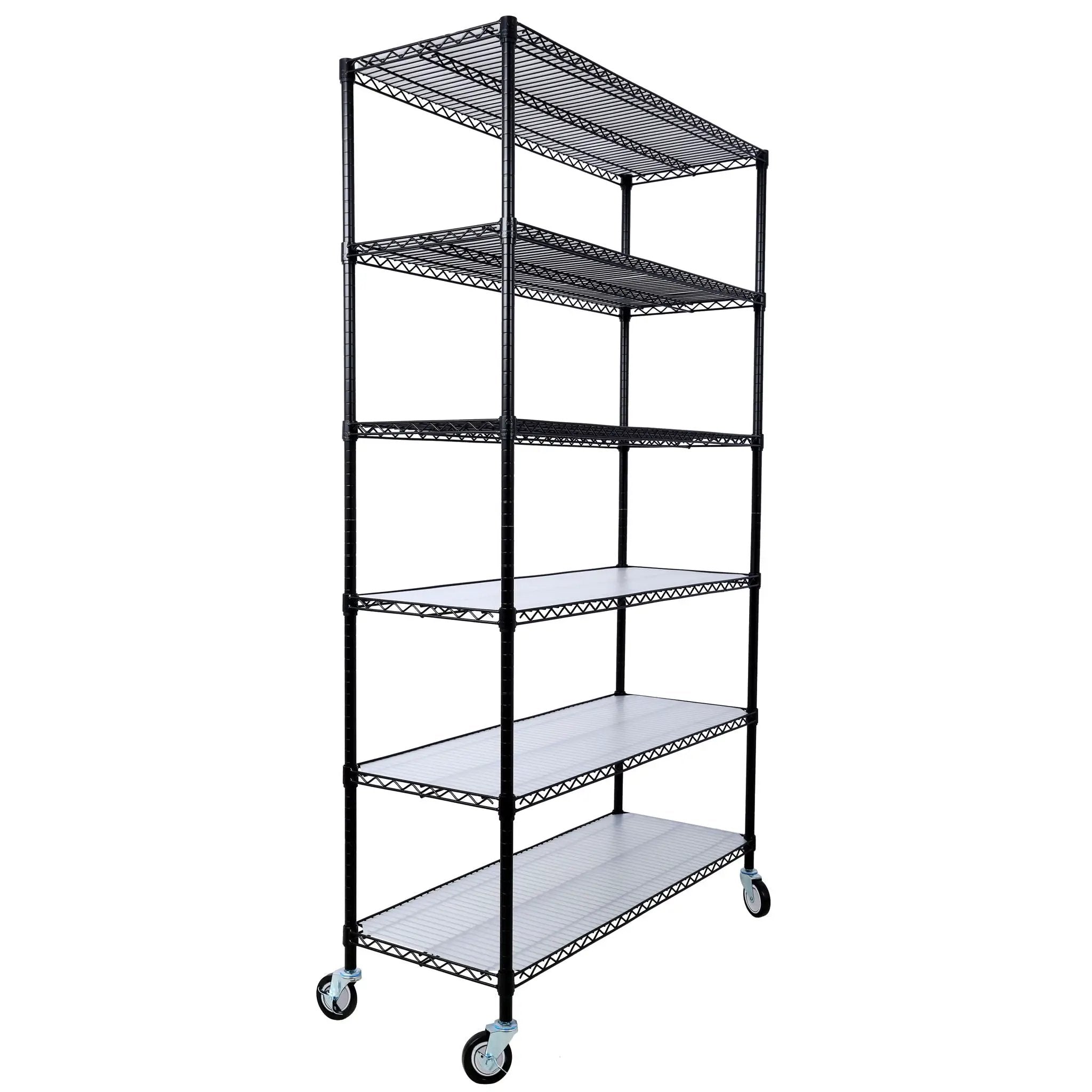 6 Tier 6000Lbs Capacity Nsf Metal Shelf Wire Shelving Unit, Heavy Duty Adjustable Storage Rack With Wheels & Shelf Liners For Commercial Grade Utility Steel Storage Rack by HouseOfZazla