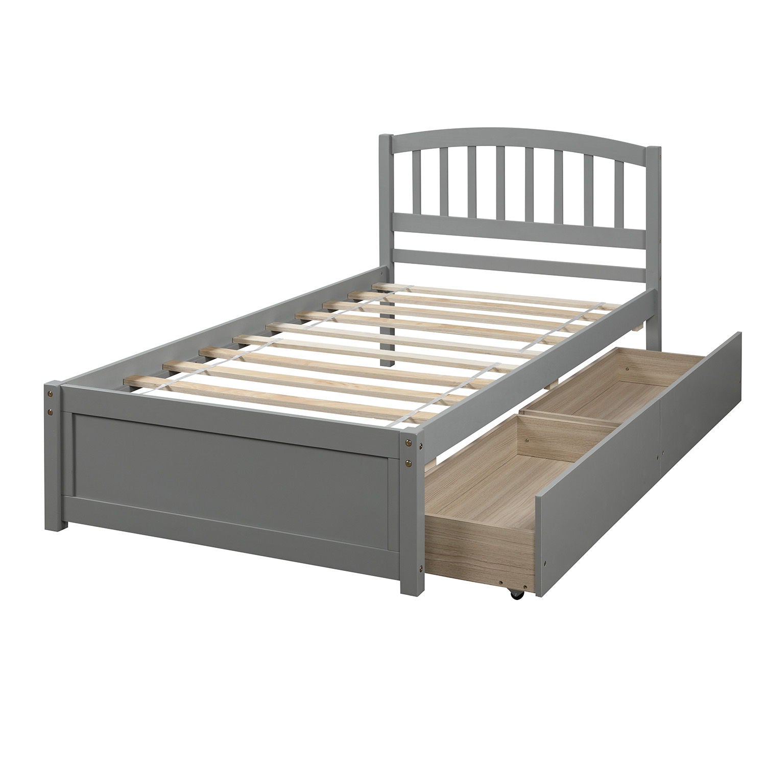 Platform Storage Bed Wood Bed Frame With Two Drawers And Headboard by HouseOfZazla