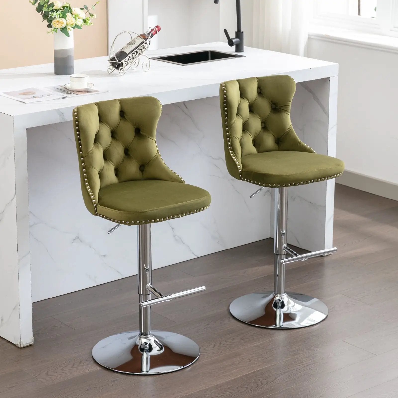 Swivel Adjustable Height Barstools Set of 2 by HouseOfZazla