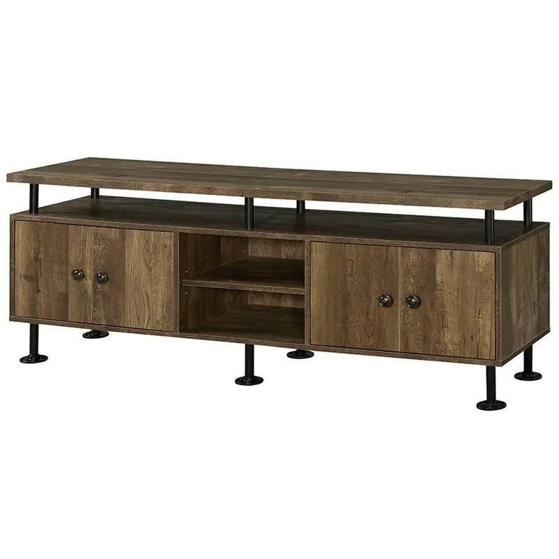 Ensata II - TV Stand - Rustic Oak & Black by Unique Piece Furniture