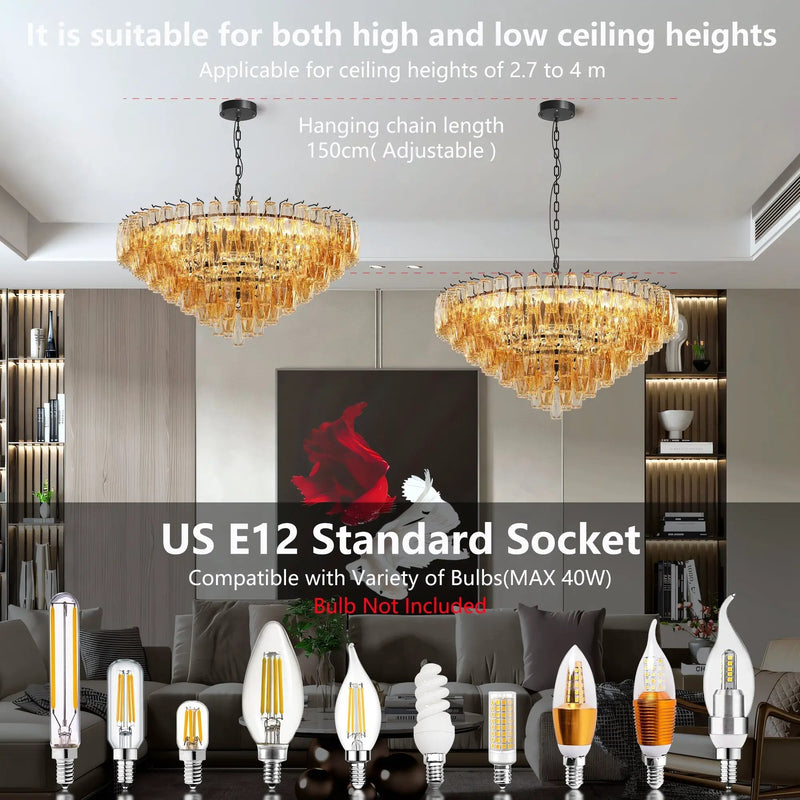 Modern Round 14-Light Black Chandelier with Smoke Glass Tubes by HouseOfZazla