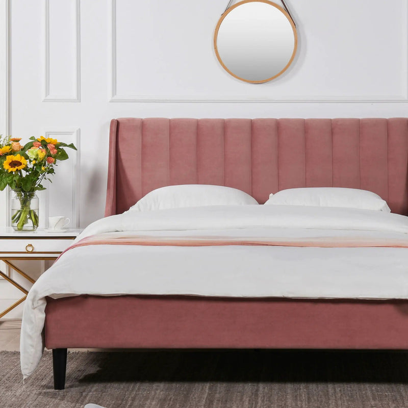 Aspen - Vertical Tufted Modern Headboard Platform Bed Set by HouseOfZazla